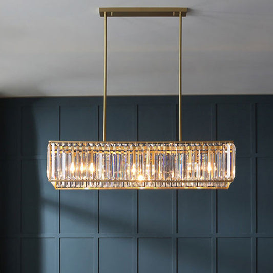 Minimalism Rectangular Island Pendant Light Clear Crystal 4 Heads Living Room Ceiling Light Clearhalo 'Ceiling Lights' 'Island Lights' Lighting' 2136281