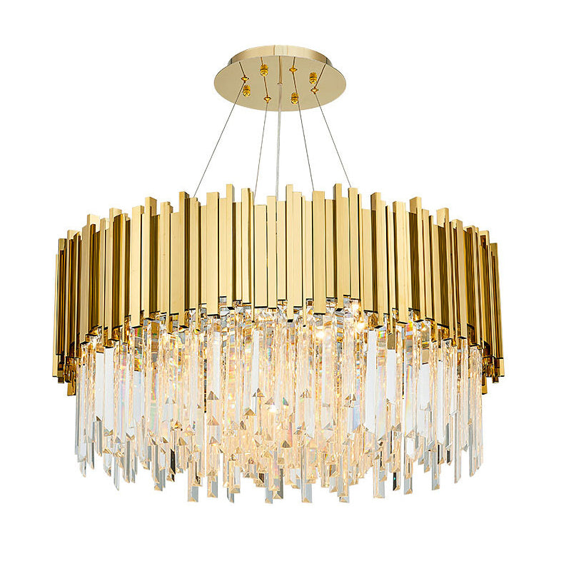 Geometrical Suspension Light Modern Crystal Prism 12 Heads Living Room Island Chandelier Light in Gold Clearhalo 'Ceiling Lights' 'Island Lights' Lighting' 2136288
