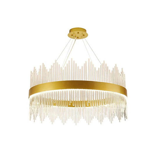 Ring Tri-Prism Crystal Pendant Light Simplicity Gold LED Hanging Island Light for Living Room Clearhalo 'Ceiling Lights' 'Island Lights' Lighting' 2136300