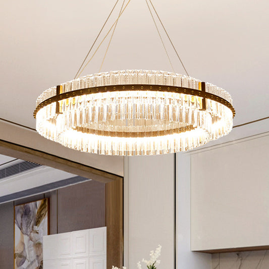 Loop Clear Crystal Chandelier Lighting Minimalist Gold LED Pendant Light for Living Room Gold Clearhalo 'Ceiling Lights' 'Chandeliers' 'Modern Chandeliers' 'Modern' Lighting' 2136331