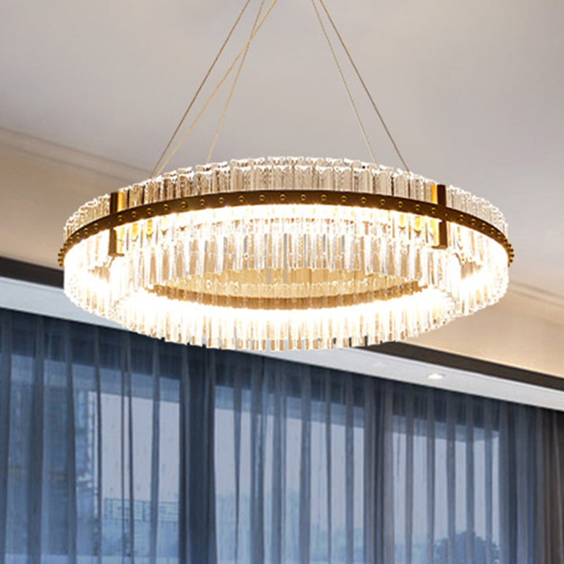 Loop Clear Crystal Chandelier Lighting Minimalist Gold LED Pendant Light for Living Room Clearhalo 'Ceiling Lights' 'Chandeliers' 'Modern Chandeliers' 'Modern' Lighting' 2136332