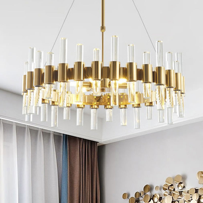 Loop Shaped Chandelier Pendant Light Post-Modern Crystal Rod Gold Hanging Lighting Clearhalo 'Ceiling Lights' 'Chandeliers' 'Modern Chandeliers' 'Modern' Lighting' 2136345