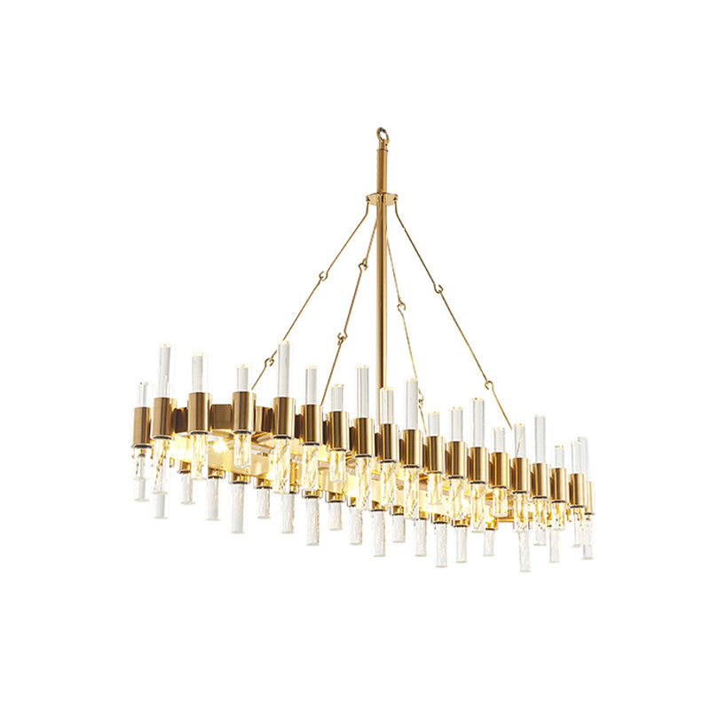 Loop Shaped Chandelier Pendant Light Post-Modern Crystal Rod Gold Hanging Lighting Clearhalo 'Ceiling Lights' 'Chandeliers' 'Modern Chandeliers' 'Modern' Lighting' 2136350