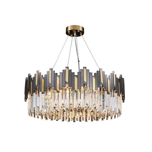 Ring Living Room Chandelier Light Clear Crystal Simplicity Pendant Light Fixture in Gold-Black Clearhalo 'Ceiling Lights' 'Chandeliers' 'Modern Chandeliers' 'Modern' Lighting' 2136354