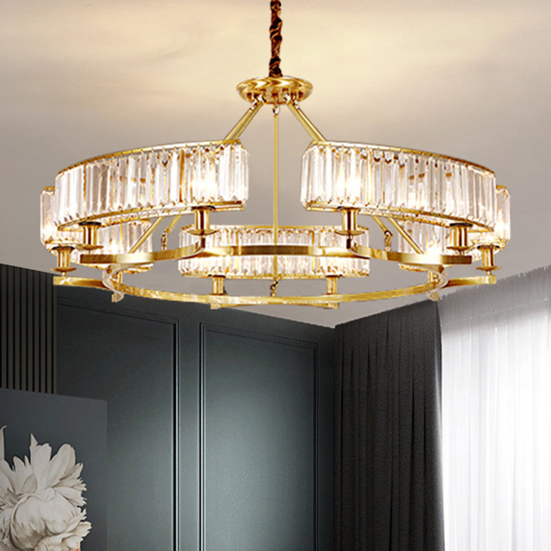 Circular Living Room Chandelier Pendant Light Tri-Prism Crystal Simplicity Pendant Light Fixture Clearhalo 'Ceiling Lights' 'Chandeliers' 'Modern Chandeliers' 'Modern' Lighting' 2136379