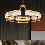 Circular Living Room Chandelier Pendant Light Tri-Prism Crystal Simplicity Pendant Light Fixture Clearhalo 'Ceiling Lights' 'Chandeliers' 'Modern Chandeliers' 'Modern' Lighting' 2136380