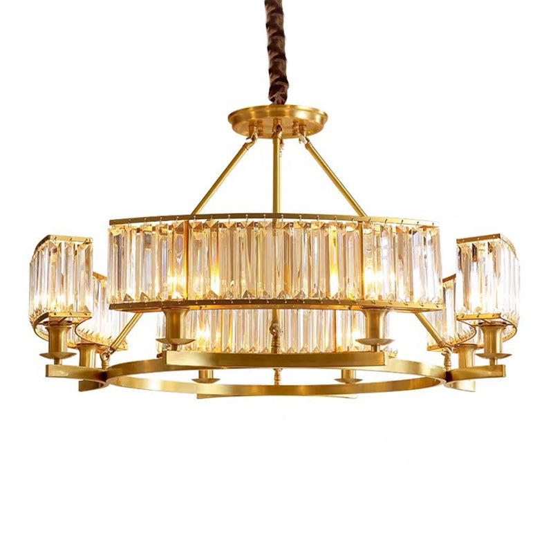 Circular Living Room Chandelier Pendant Light Tri-Prism Crystal Simplicity Pendant Light Fixture Clearhalo 'Ceiling Lights' 'Chandeliers' 'Modern Chandeliers' 'Modern' Lighting' 2136381