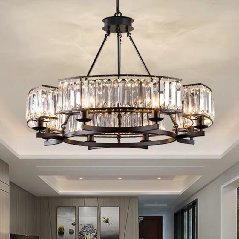 Circular Living Room Chandelier Pendant Light Tri-Prism Crystal Simplicity Pendant Light Fixture Clearhalo 'Ceiling Lights' 'Chandeliers' 'Modern Chandeliers' 'Modern' Lighting' 2136385