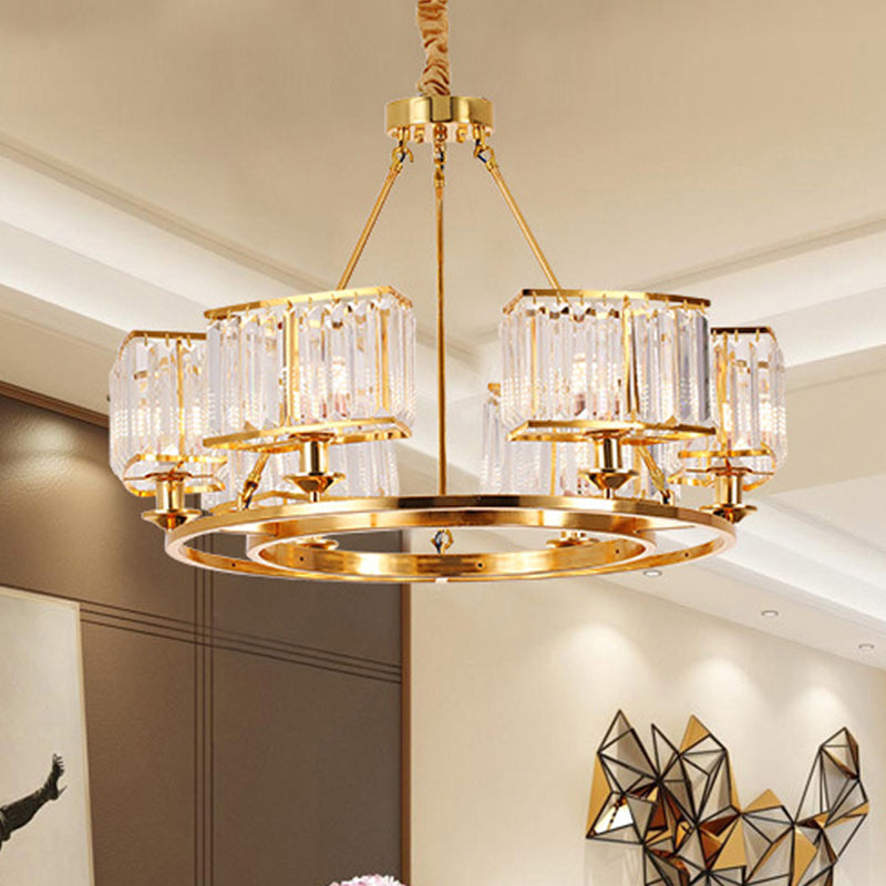 K9 Crystal Circular Chandelier Lighting Minimalist Gold Pendant Light for Dining Room Clearhalo 'Ceiling Lights' 'Chandeliers' 'Modern Chandeliers' 'Modern' Lighting' 2136395