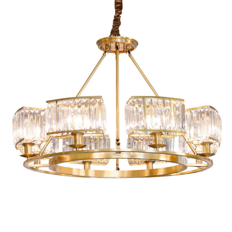 K9 Crystal Circular Chandelier Lighting Minimalist Gold Pendant Light for Dining Room 8 Gold Clearhalo 'Ceiling Lights' 'Chandeliers' 'Modern Chandeliers' 'Modern' Lighting' 2136396