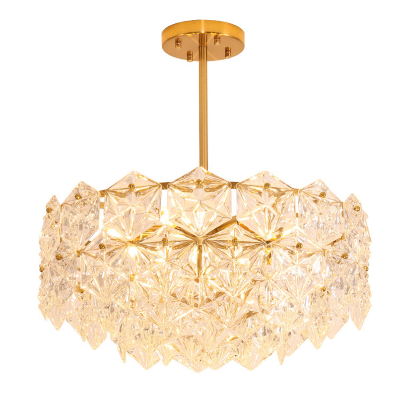 K9 Crystal Snowflake Shaped Chandelier Pendant Light Post-Modern Gold Hanging Light 12 Gold Clearhalo 'Ceiling Lights' 'Chandeliers' 'Modern Chandeliers' 'Modern' Lighting' 2136457