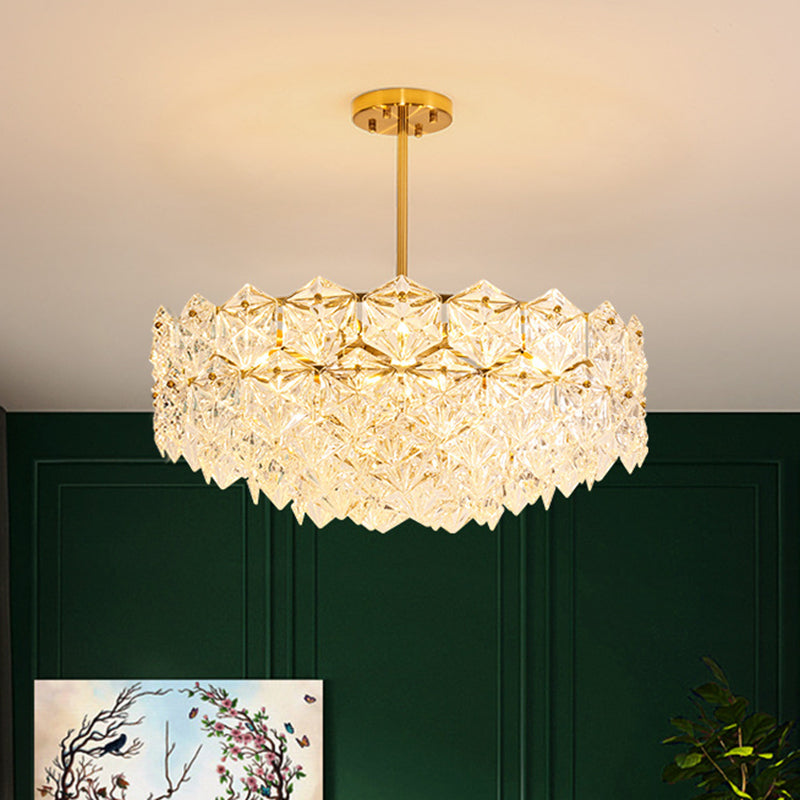 K9 Crystal Snowflake Shaped Chandelier Pendant Light Post-Modern Gold Hanging Light Clearhalo 'Ceiling Lights' 'Chandeliers' 'Modern Chandeliers' 'Modern' Lighting' 2136458