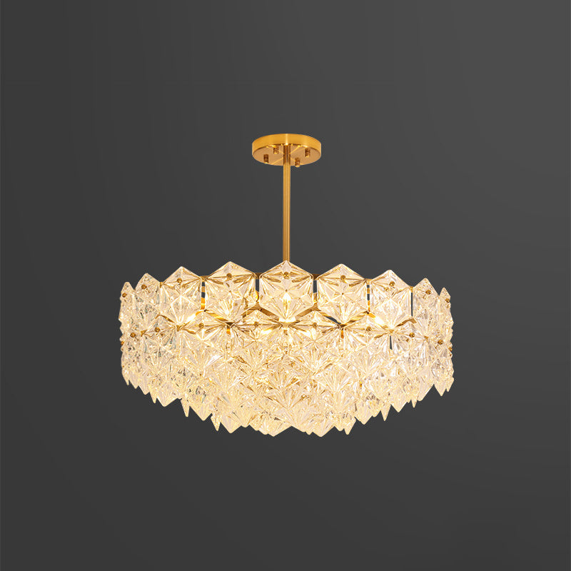 K9 Crystal Snowflake Shaped Chandelier Pendant Light Post-Modern Gold Hanging Light Clearhalo 'Ceiling Lights' 'Chandeliers' 'Modern Chandeliers' 'Modern' Lighting' 2136459