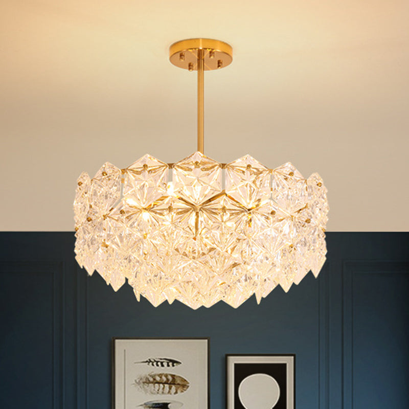 K9 Crystal Snowflake Shaped Chandelier Pendant Light Post-Modern Gold Hanging Light 9 Gold Clearhalo 'Ceiling Lights' 'Chandeliers' 'Modern Chandeliers' 'Modern' Lighting' 2136460