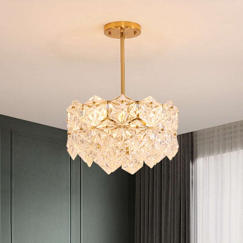 K9 Crystal Snowflake Shaped Chandelier Pendant Light Post-Modern Gold Hanging Light 6 Gold Clearhalo 'Ceiling Lights' 'Chandeliers' 'Modern Chandeliers' 'Modern' Lighting' 2136462