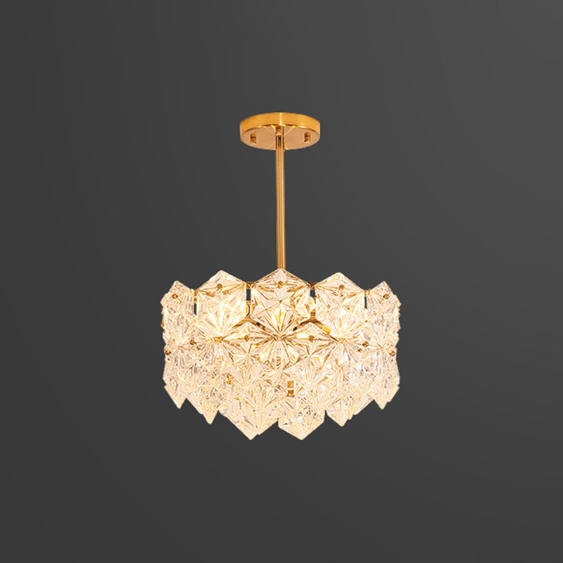 K9 Crystal Snowflake Shaped Chandelier Pendant Light Post-Modern Gold Hanging Light Clearhalo 'Ceiling Lights' 'Chandeliers' 'Modern Chandeliers' 'Modern' Lighting' 2136463