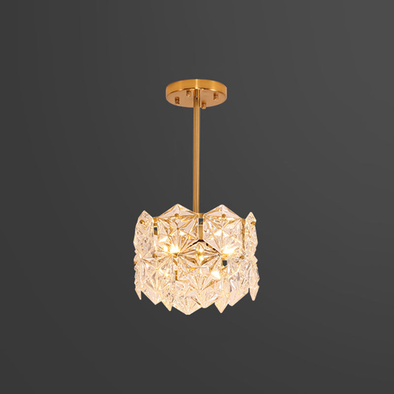 K9 Crystal Snowflake Shaped Chandelier Pendant Light Post-Modern Gold Hanging Light 3 Gold Clearhalo 'Ceiling Lights' 'Chandeliers' 'Modern Chandeliers' 'Modern' Lighting' 2136464