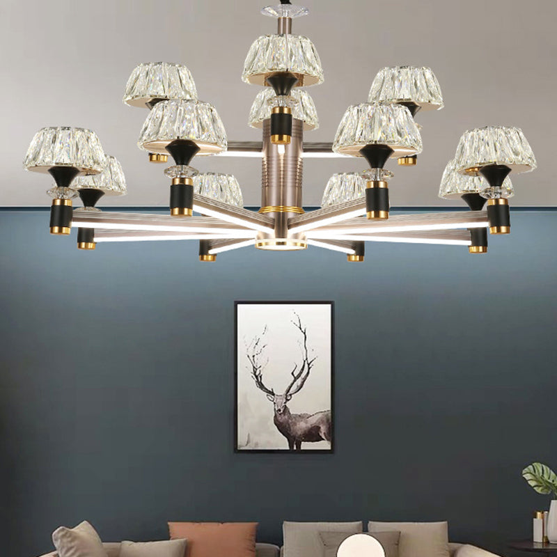 Round Shade Living Room Ceiling Lighting Faceted Crystal Postmodern Chandelier Light Fixture in Black Clearhalo 'Ceiling Lights' 'Chandeliers' 'Modern Chandeliers' 'Modern' Lighting' 2136554