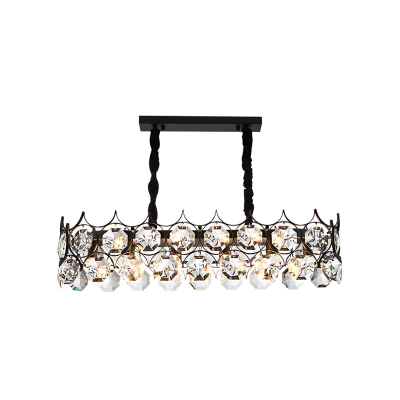 Geometric Living Room Chandelier Pendant Light Beveled Crystal Post-Modern Hanging Light in Black Black Small Rectangle Clearhalo 'Ceiling Lights' 'Chandeliers' 'Modern Chandeliers' 'Modern' Lighting' 2136609