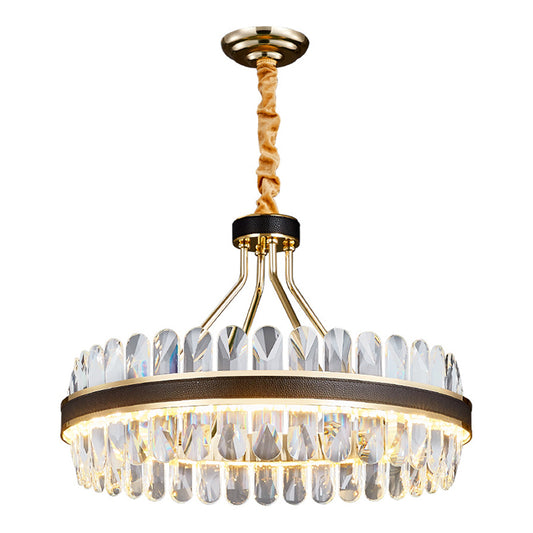 Simplicity Ring LED Chandelier Light K9 Crystal Living Room Pendant Light Fixture in Gold-Black Clearhalo 'Ceiling Lights' 'Chandeliers' 'Modern Chandeliers' 'Modern' Lighting' 2136612