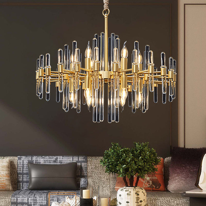 Gold Color Contemporary Candle Chandelier Metal Suspended Light with Crystal Block Design Clearhalo 'Ceiling Lights' 'Hogar' 'Iluminación' 'Lámparas de Araña' 'Lámparas de Techo' 2136627_565c302d-c87d-44ed-8446-ac3fa58fee02