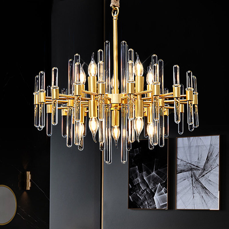 Gold Color Contemporary Candle Chandelier Metal Suspended Light with Crystal Block Design 10 Dorado Clearhalo 'Ceiling Lights' 'Hogar' 'Iluminación' 'Lámparas de Araña' 'Lámparas de Techo' 2136630_e8354e33-7206-46fe-9d28-6eb7d5b487d7