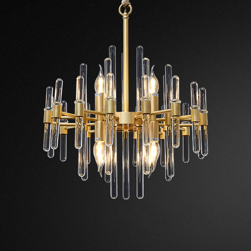 Metallic Radiating Chandelier Lighting Minimalist Gold Pendant Light with Crystal Rod Decor 8.0 Gold Clearhalo 'Ceiling Lights' 'Chandeliers' 'Modern Chandeliers' 'Modern' Lighting' 2136632
