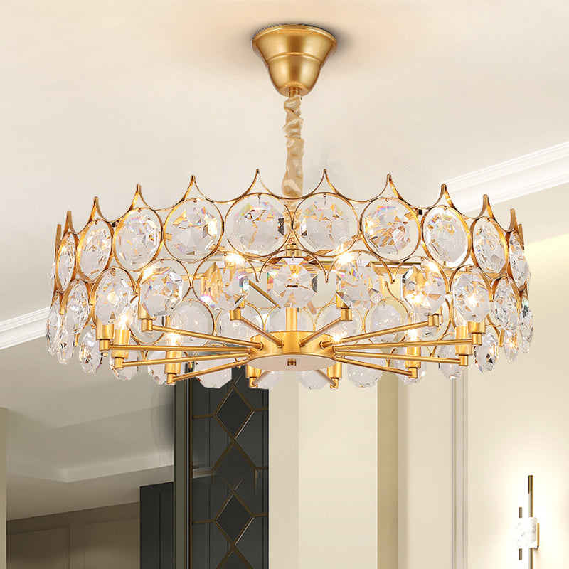 Gold Geometrical Chandelier Pendant Light Post-Modern Beveled Crystal Hanging Light Clearhalo 'Ceiling Lights' 'Chandeliers' 'Modern Chandeliers' 'Modern' Lighting' 2136644