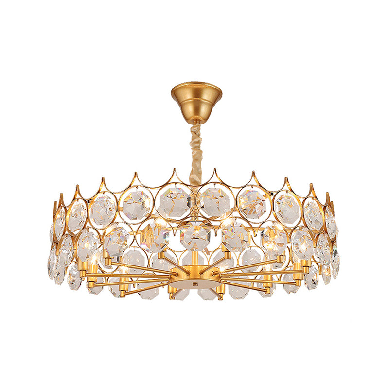 Gold Geometrical Chandelier Pendant Light Post-Modern Beveled Crystal Hanging Light Gold Medium Round Clearhalo 'Ceiling Lights' 'Chandeliers' 'Modern Chandeliers' 'Modern' Lighting' 2136648