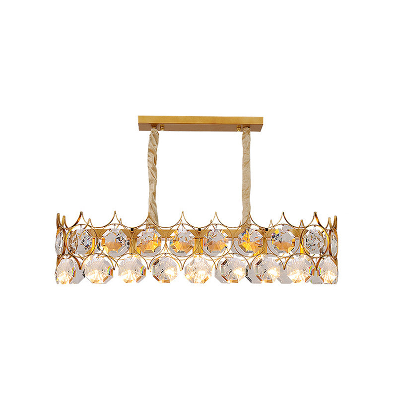 Gold Geometrical Chandelier Pendant Light Post-Modern Beveled Crystal Hanging Light Gold Small Rectangle Clearhalo 'Ceiling Lights' 'Chandeliers' 'Modern Chandeliers' 'Modern' Lighting' 2136650