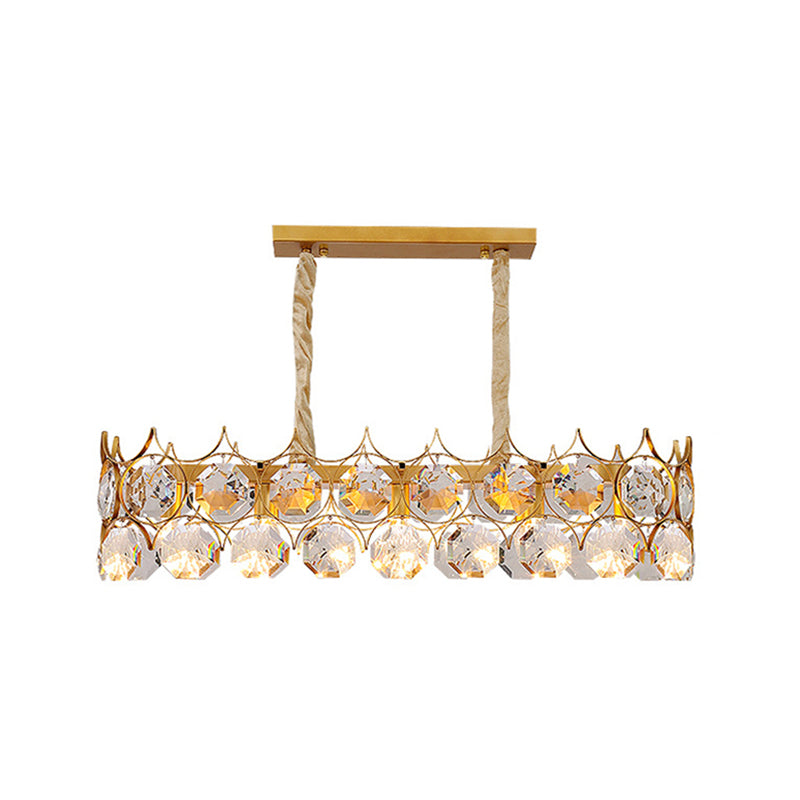 Gold Geometrical Chandelier Pendant Light Post-Modern Beveled Crystal Hanging Light Gold Medium Rectangle Clearhalo 'Ceiling Lights' 'Chandeliers' 'Modern Chandeliers' 'Modern' Lighting' 2136651