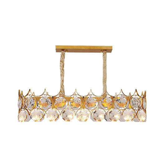 Gold Geometrical Chandelier Pendant Light Post-Modern Beveled Crystal Hanging Light Gold Large Rectangle Clearhalo 'Ceiling Lights' 'Chandeliers' 'Modern Chandeliers' 'Modern' Lighting' 2136652
