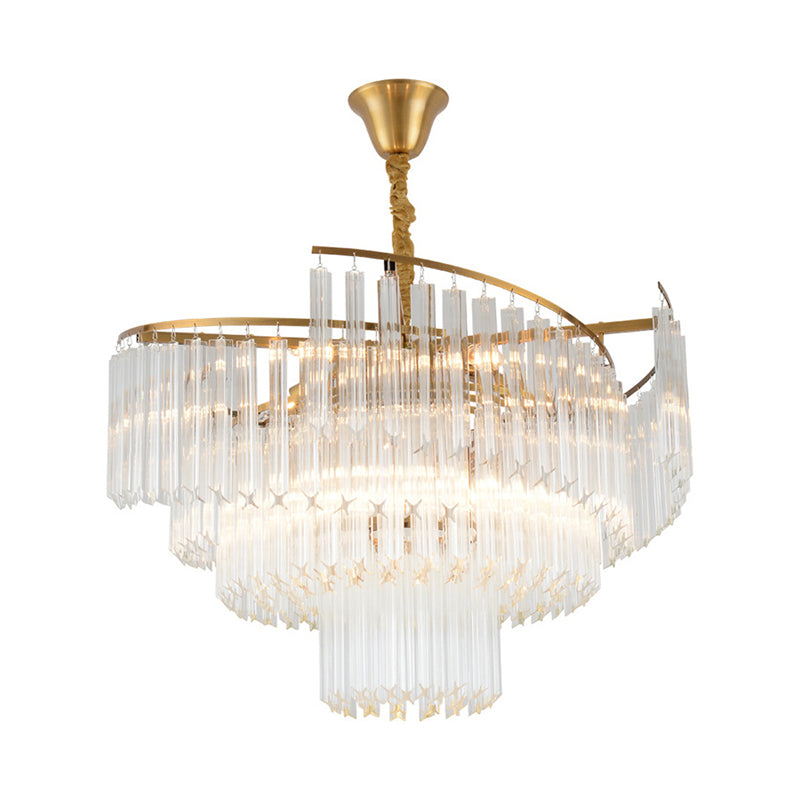 Layered Living Room Ceiling Lighting Clear Crystal Postmodern Chandelier Light Fixture in Gold Clearhalo 'Ceiling Lights' 'Chandeliers' 'Modern Chandeliers' 'Modern' Lighting' 2136662