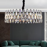 K9 Crystal Tear Drop Shaped Suspension Light Artistic Black Chandelier Light for Living Room Clearhalo 'Ceiling Lights' 'Chandeliers' 'Modern Chandeliers' 'Modern' Lighting' 2136682