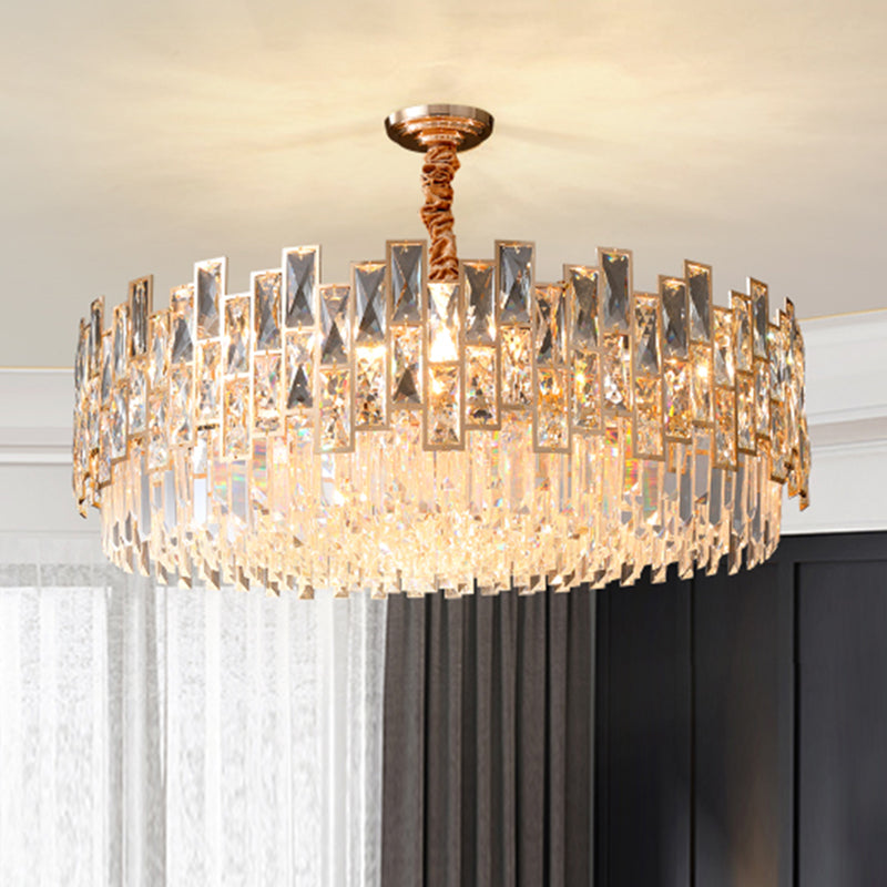 Layered Chandelier Pendant Light Post-Modern Clear K9 Crystal Gold Hanging Light for Dining Room Gold Round Clearhalo 'Ceiling Lights' 'Chandeliers' 'Modern Chandeliers' 'Modern' Lighting' 2136707
