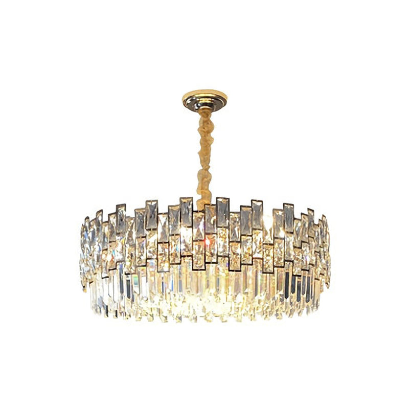 Layered Chandelier Pendant Light Post-Modern Clear K9 Crystal Gold Hanging Light for Dining Room Clearhalo 'Ceiling Lights' 'Chandeliers' 'Modern Chandeliers' 'Modern' Lighting' 2136710