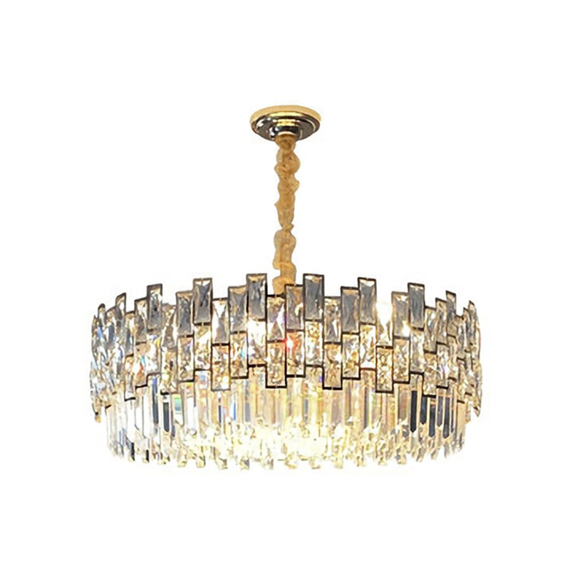 Layered Chandelier Pendant Light Post-Modern Clear K9 Crystal Gold Hanging Light for Dining Room Clearhalo 'Ceiling Lights' 'Chandeliers' 'Modern Chandeliers' 'Modern' Lighting' 2136711