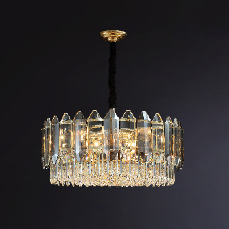 Circular Ceiling Lighting Postmodern K9 Crystal Living Room Chandelier Light Fixture in Clear Clear 23.5" Clearhalo 'Ceiling Lights' 'Chandeliers' 'Clear' 'Industrial' 'Modern Chandeliers' 'Modern' 'Tiffany' 'Traditional Chandeliers' Lighting' 2136734