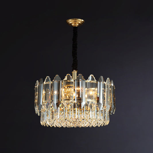 Circular Ceiling Lighting Postmodern K9 Crystal Living Room Chandelier Light Fixture in Clear Clear 19.5" Clearhalo 'Ceiling Lights' 'Chandeliers' 'Clear' 'Industrial' 'Modern Chandeliers' 'Modern' 'Tiffany' 'Traditional Chandeliers' Lighting' 2136737