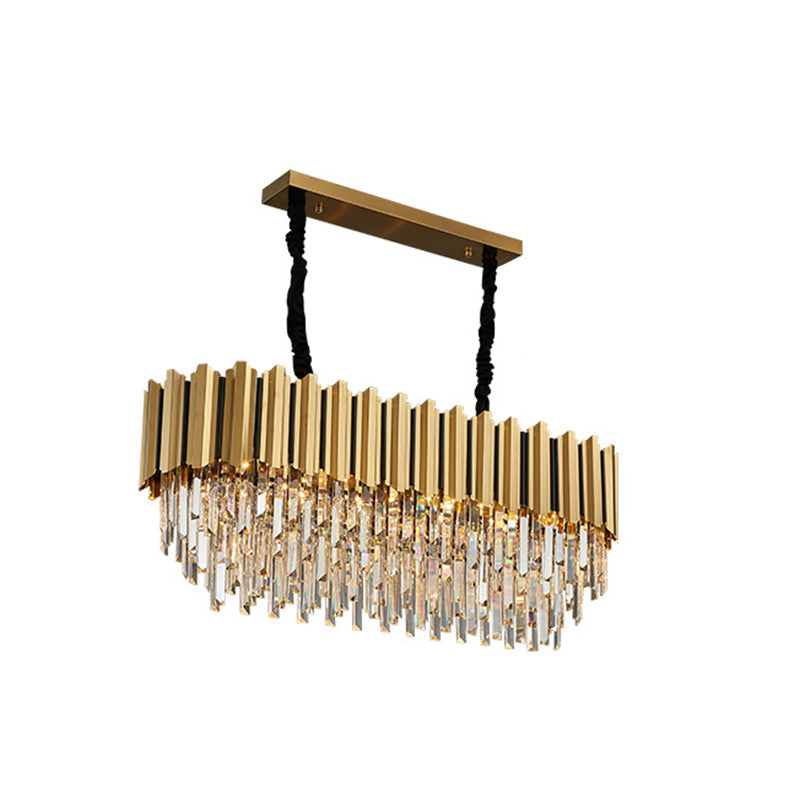 Round Shaped Tri-Prism Crystal Chandelier Pendant Light Post-Modern Gold Hanging Light Clearhalo 'Ceiling Lights' 'Chandeliers' 'Modern Chandeliers' 'Modern' Lighting' 2136776