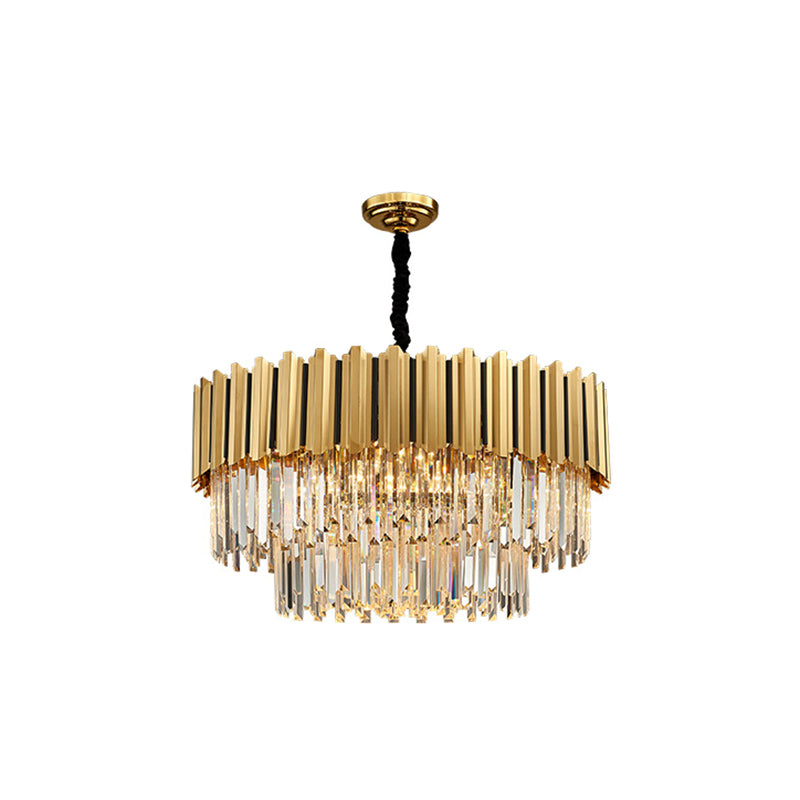 Round Shaped Tri-Prism Crystal Chandelier Pendant Light Post-Modern Gold Hanging Light 8 Gold Clearhalo 'Ceiling Lights' 'Chandeliers' 'Modern Chandeliers' 'Modern' Lighting' 2136782