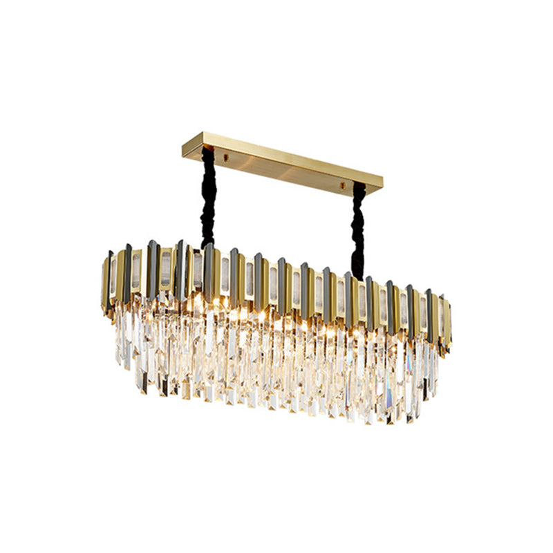 Gold Multi-Tiered Chandelier Light Simplicity Clear Crystal Pendant Light Fixture for Living Room Clearhalo 'Ceiling Lights' 'Chandeliers' 'Modern Chandeliers' 'Modern' Lighting' 2136784