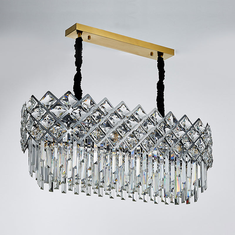 Stainless Steel Multi-Tiered Chandelier Pendant Light Post-Modern Crystal Rhombus Hanging Light Clearhalo 'Ceiling Lights' 'Chandeliers' 'Modern Chandeliers' 'Modern' Lighting' 2136844