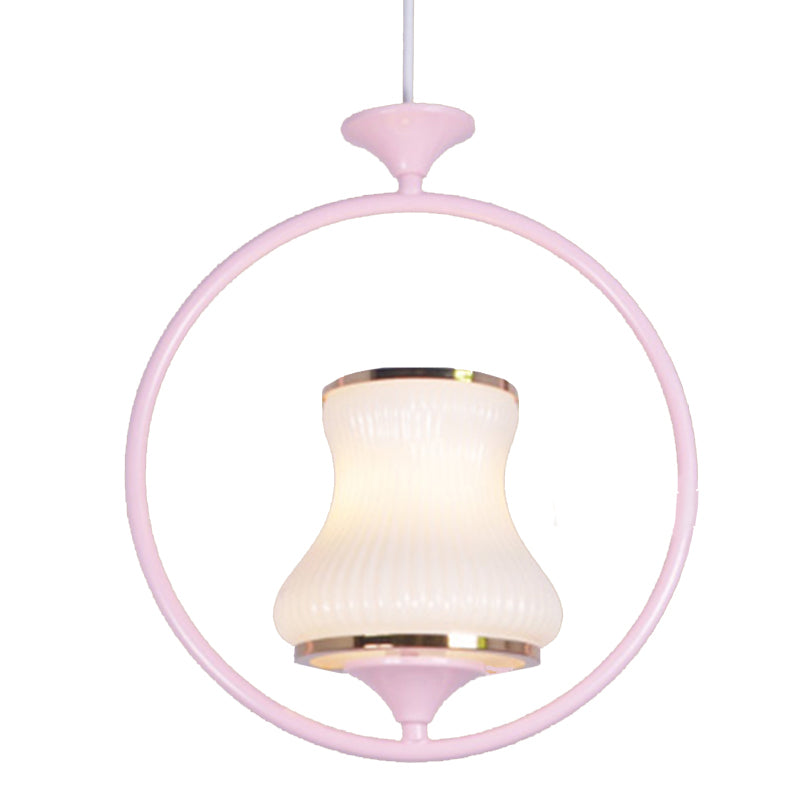 1 Light Cup Shade Ceiling Pendant Light Classic Black/White/Pink Metal Hanging Lamp for Corridor Clearhalo 'Ceiling Lights' 'Pendant Lights' 'Pendants' Lighting' 213721