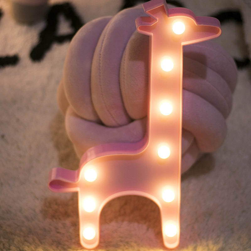 Cartoon Girls Bedroom Battery Table Lamp Plastic Kids Style LED Nightstand Lighting Pink Battery Clearhalo 'Night Lights' 'Wall Lights' Lighting' 2137356