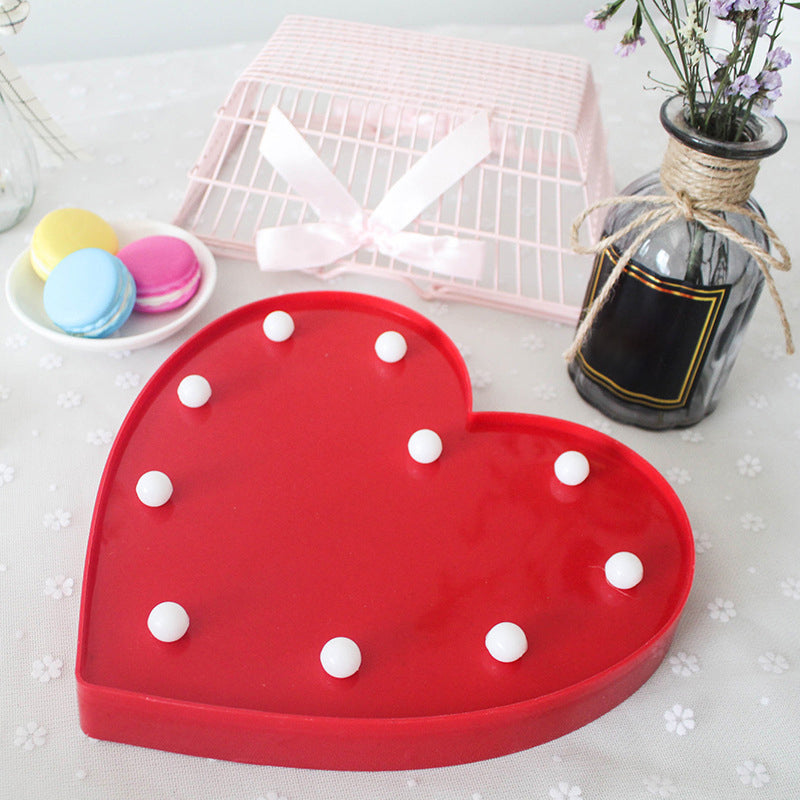 Heart Shaped Battery Nightstand Lamp Decorative Plastic Bedroom LED Wall Lighting Red Battery Clearhalo 'Night Lights' 'Wall Lights' Lighting' 2137367