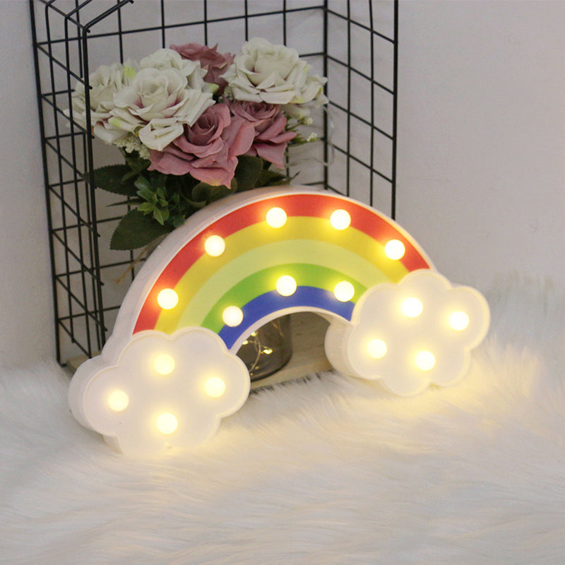 Plastic Rainbow LED Wall Lamp Childrens White Battery Table Lighting Ideas in White White Battery A Clearhalo 'Night Lights' 'Wall Lights' Lighting' 2137370