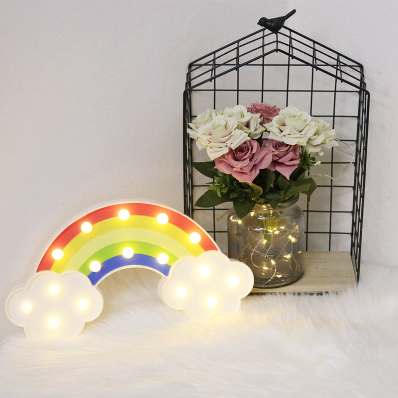 Plastic Rainbow LED Wall Lamp Childrens White Battery Table Lighting Ideas in White Clearhalo 'Night Lights' 'Wall Lights' Lighting' 2137371