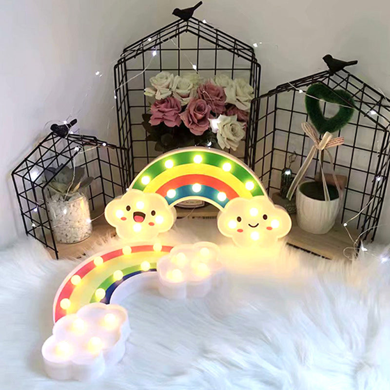 Plastic Rainbow LED Wall Lamp Childrens White Battery Table Lighting Ideas in White Clearhalo 'Night Lights' 'Wall Lights' Lighting' 2137374