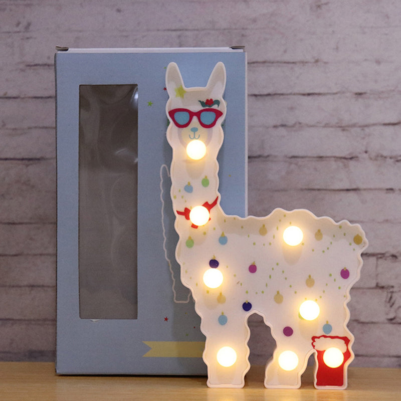 Alpaca Shaped Plastic LED Table Lamp Childrens White Battery Wall Lighting for Bedroom Clearhalo 'Night Lights' 'Wall Lights' Lighting' 2137401